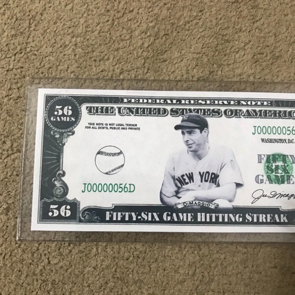 NEW!💯 LEGENDARY JOE DIMAGGIO VINTAGE MLB⚾NOVELTY NOTE w/NEW! PROTECTIVE PLASTIC - Picture 2 of 7